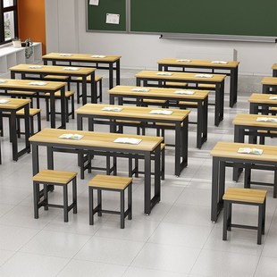 学校课桌椅补习j辅导培训班单双人课桌中小学生单双层学习桌子组