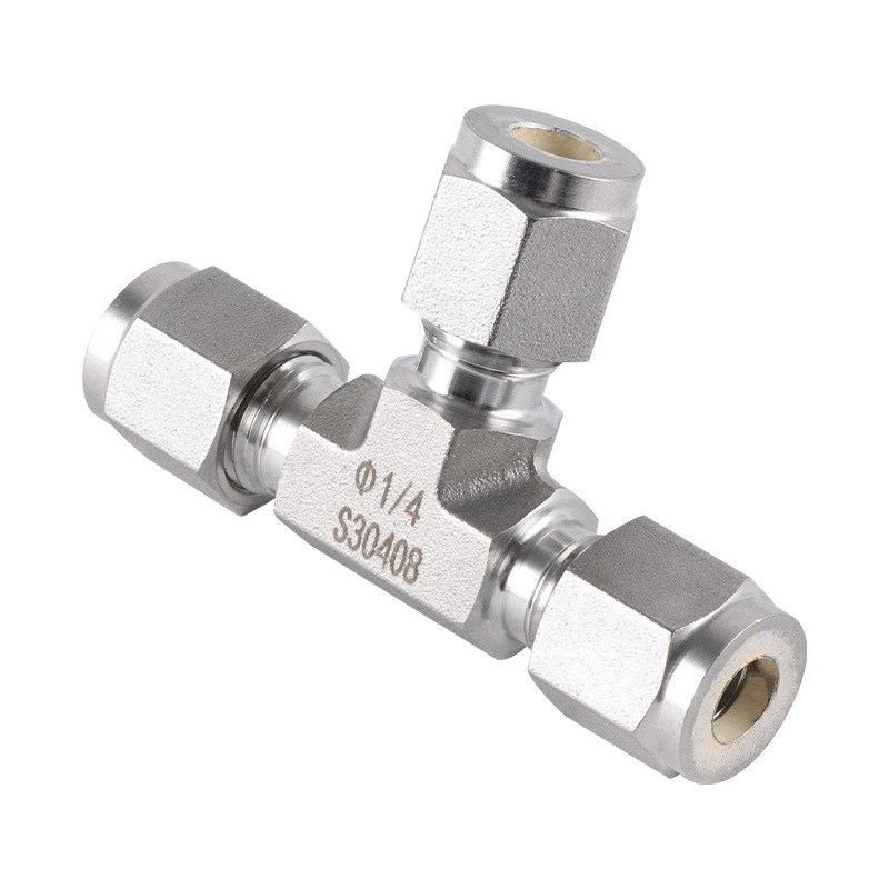 卡套三通高压气体304不锈钢卡套式等径T型三通管接头卡套三通接头