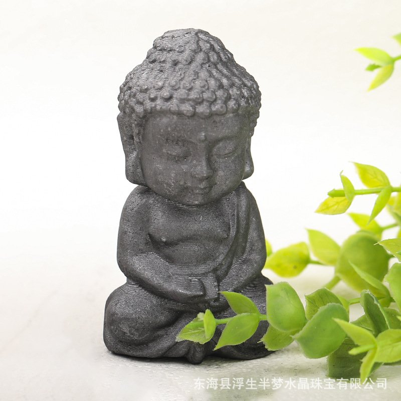 天然次墨石宝宝佛摆件矿石原石雕刻装饰品家居桌面工艺礼品