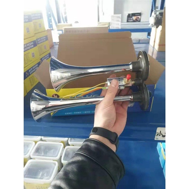 大货车气喇叭24V超响12v电控汽笛喇叭双管爆响卡车大巴鸣笛气喇叭
