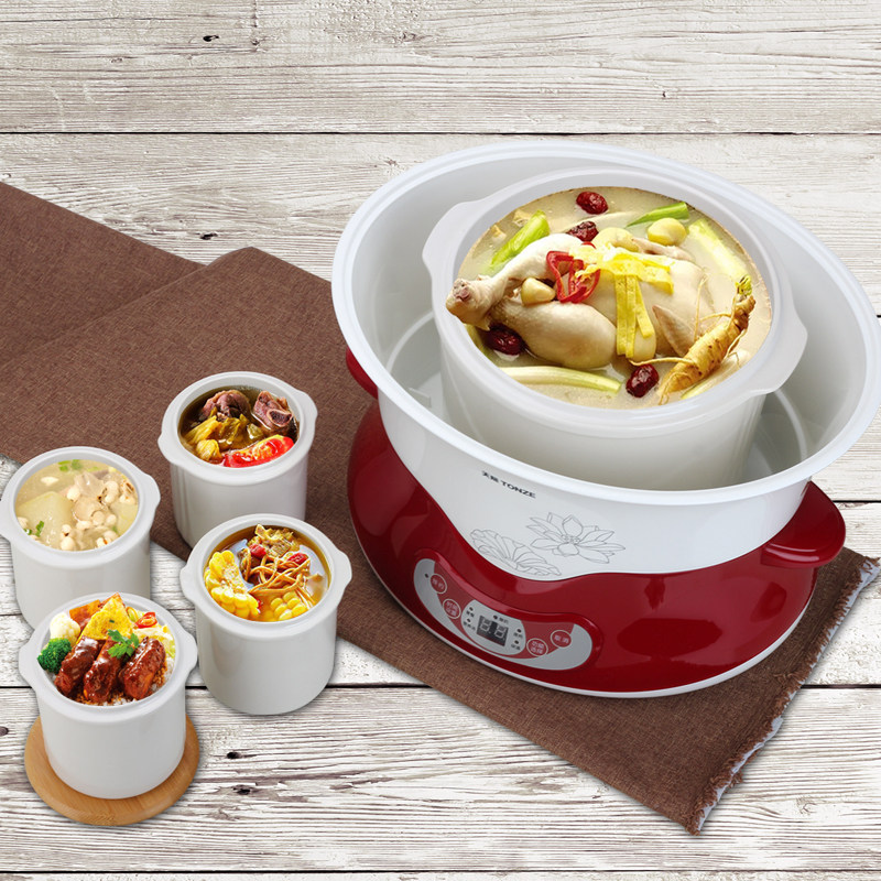 天际电炖炖锅隔水炖电炖盅陶瓷燕窝煮粥煲汤锅家用全自动一锅五胆