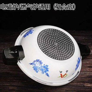 新式青图案高压锅酒店饭店剁椒鱼头锅矮身燃气电磁炉通用压力锅