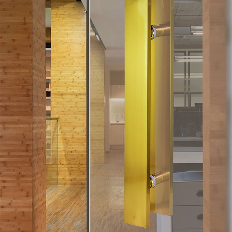 公分宽方管玻璃门把手黑玻璃门拉手锈钢地弹门无框玻璃门定制