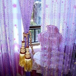 饰窗帘客厅隔断帘加密流苏门帘挂帘 甄选金色线帘婚庆不缠绕背景装