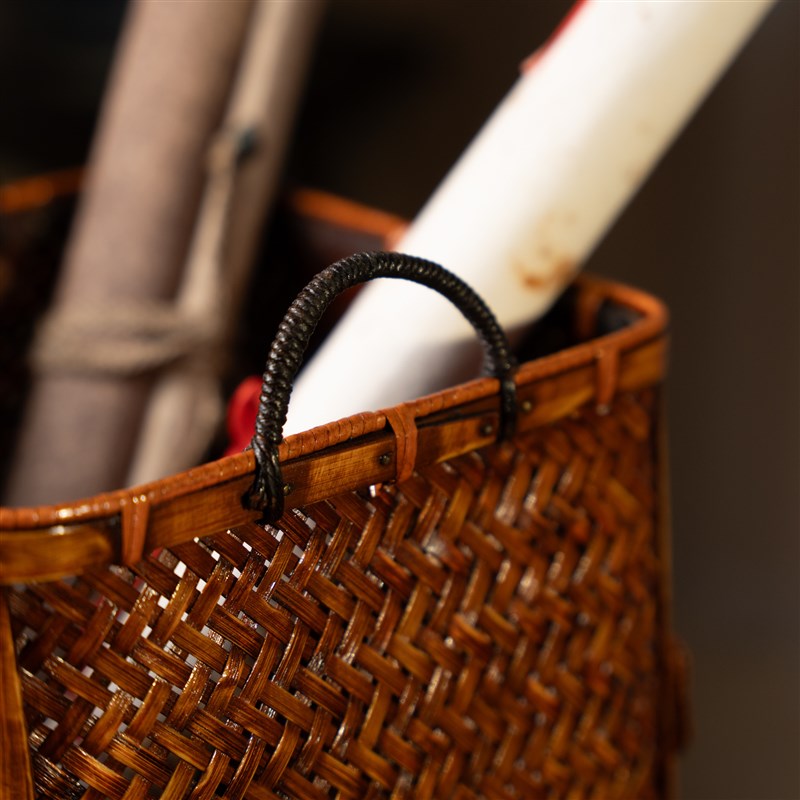 竹编篮子 书画筐 茶具收纳篮 水果篮 桐油系列竹筐
