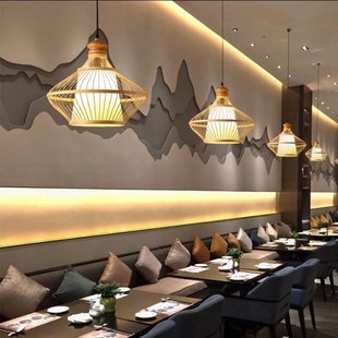 浙江嘉兴市绍兴市舟山市田园风风格 藤艺吊灯具 餐厅竹艺吊灯日式