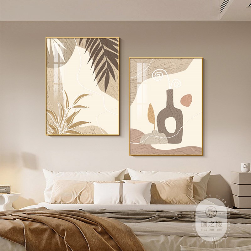 卧室床头装饰画艺术人物沙发背景墙挂画奶油风高级感卧房间壁画