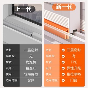 铝合金推拉窗缝密封条防风门缝条挡水窗户防水防风保暖封窗
