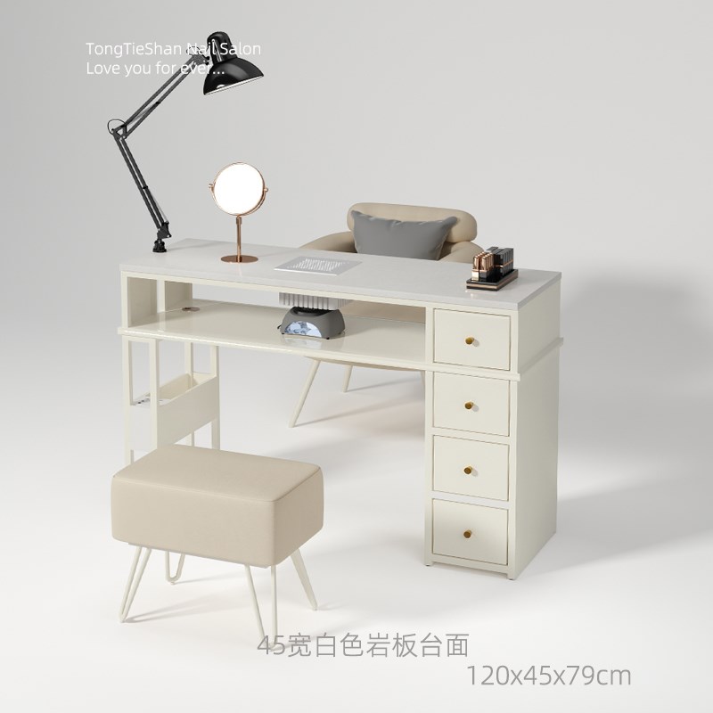 童铁山5宽美甲桌岩板大台面修甲台奶油风美甲店桌椅装