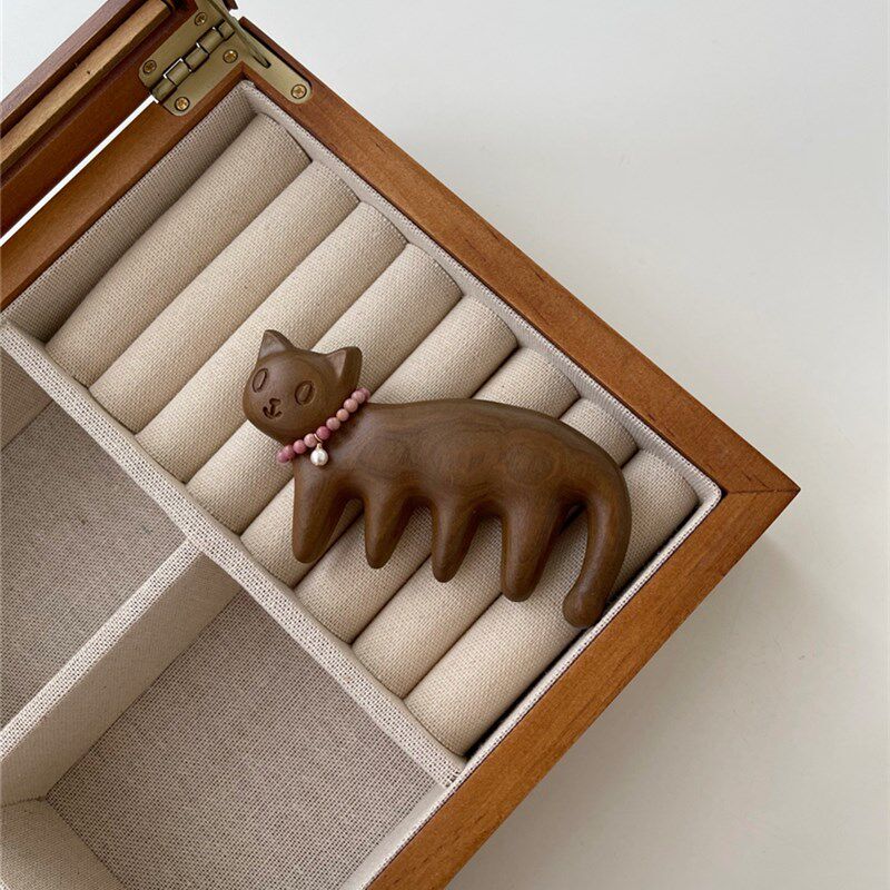 CUI天然绿檀木猫咪小动物按摩梳养生梳子头部刮痧按摩脉络疏通