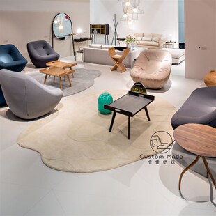 规则低纯色写意空间手工新西兰羊毛地毯样板间客厅卧室定制