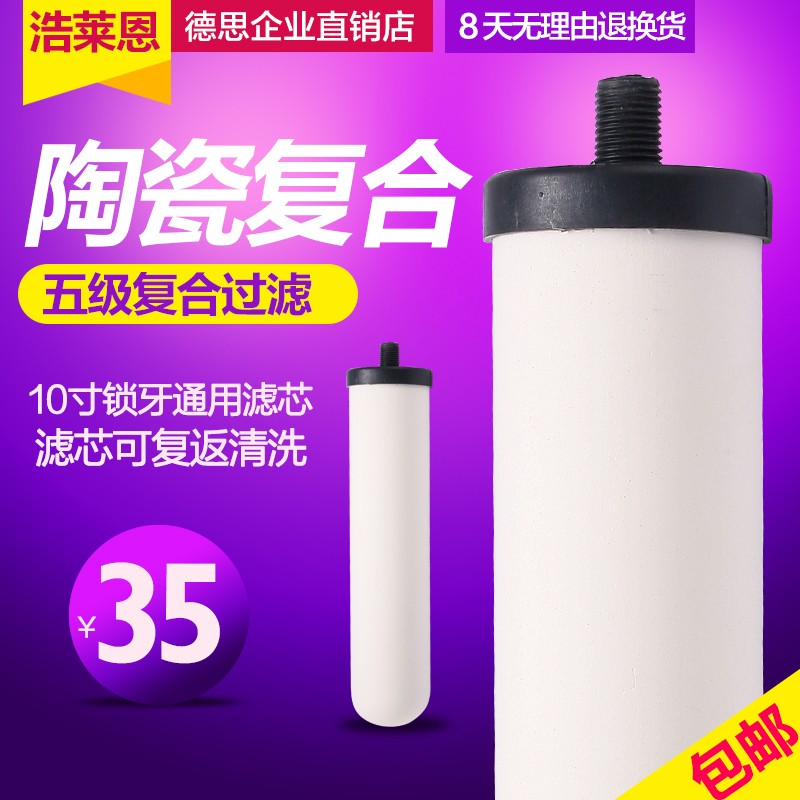 德思1C净水器陶瓷滤芯10寸锁牙复合活性炭滤芯台式净水机通用滤芯
