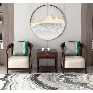 新白蜡木沙发椅现代设计休闲全实木接待椅客厅家具三件