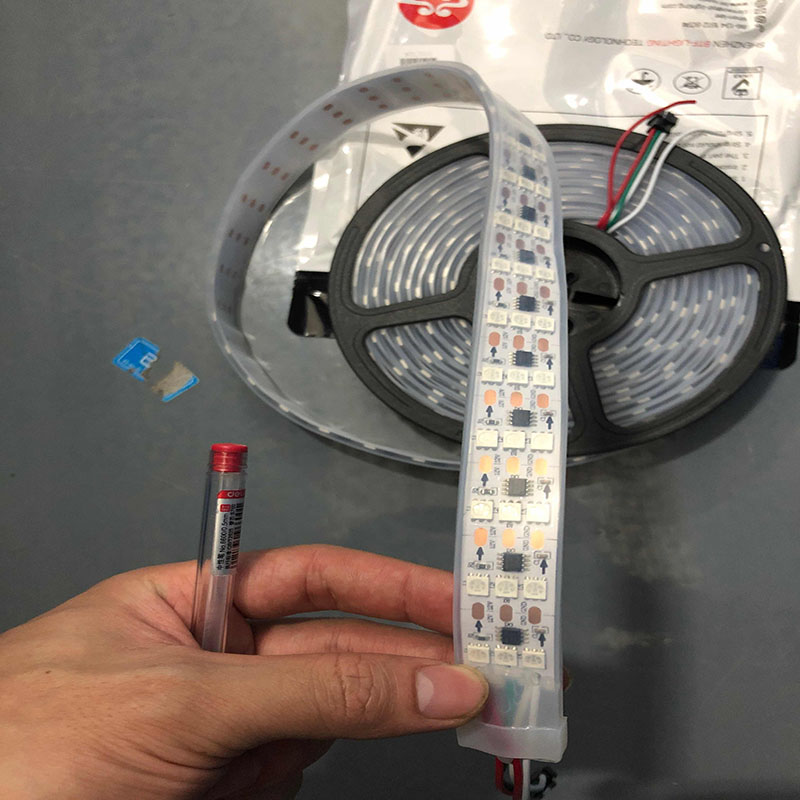 LED全彩灯带12V三排144灯外置IC5050RGB贴片外控高亮流光炫彩灯条