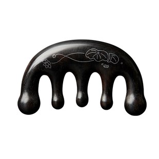 黑檀木按摩梳子女士檀木头部经络梳头皮疏通刮痧五指梳宽齿五齿梳