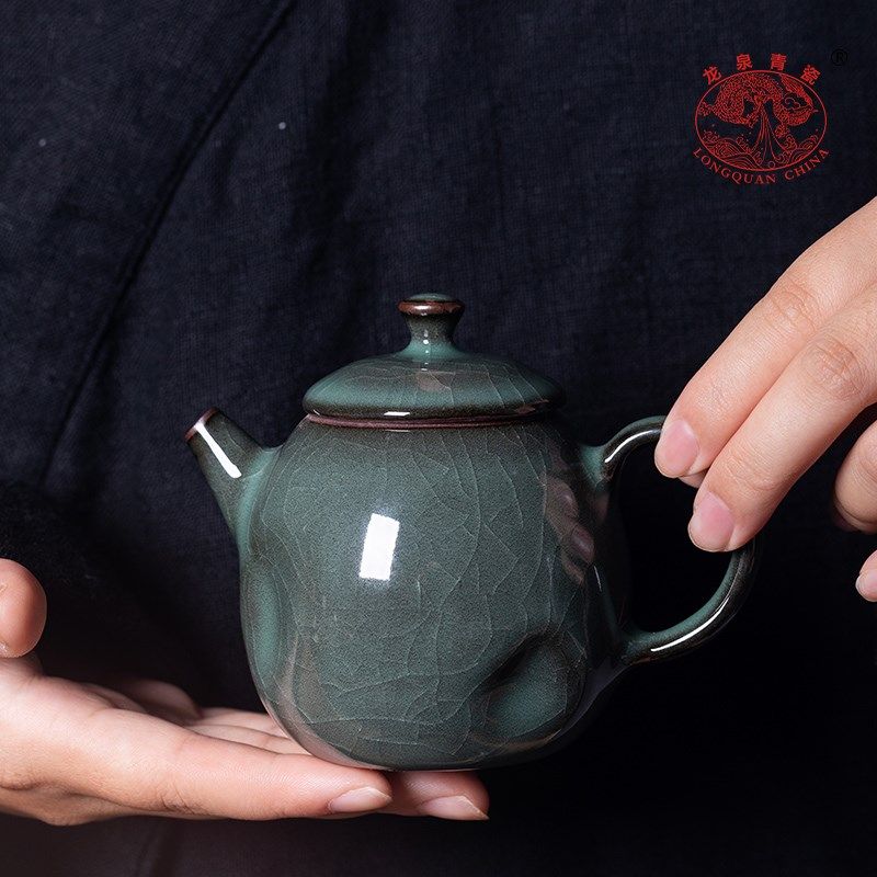 龙泉青瓷茶壶泡茶单壶陶瓷全手工功夫茶具哥窑冰裂纹过铁胎家用,餐饮具,茶壶,淘宝优惠券,粉丝福利购,淘宝优惠卷