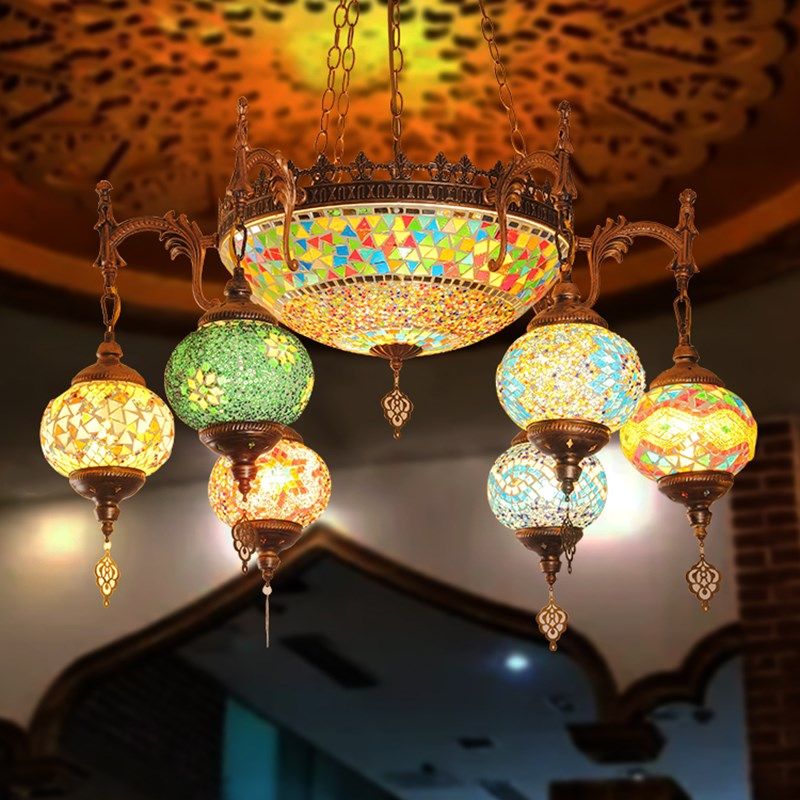 新疆烤肉吊灯彩色玻璃异域土耳其东南亚吊灯酒吧吧民宿吊灯,家装灯饰光源,酒店/宴会厅/餐饮吊灯,淘宝优惠券,粉丝福利购,淘宝优惠卷