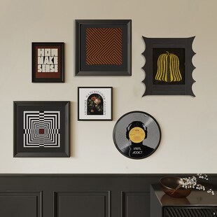 级感法式中古风装饰画客厅空白墙面抽象实木框挂画异形壁画