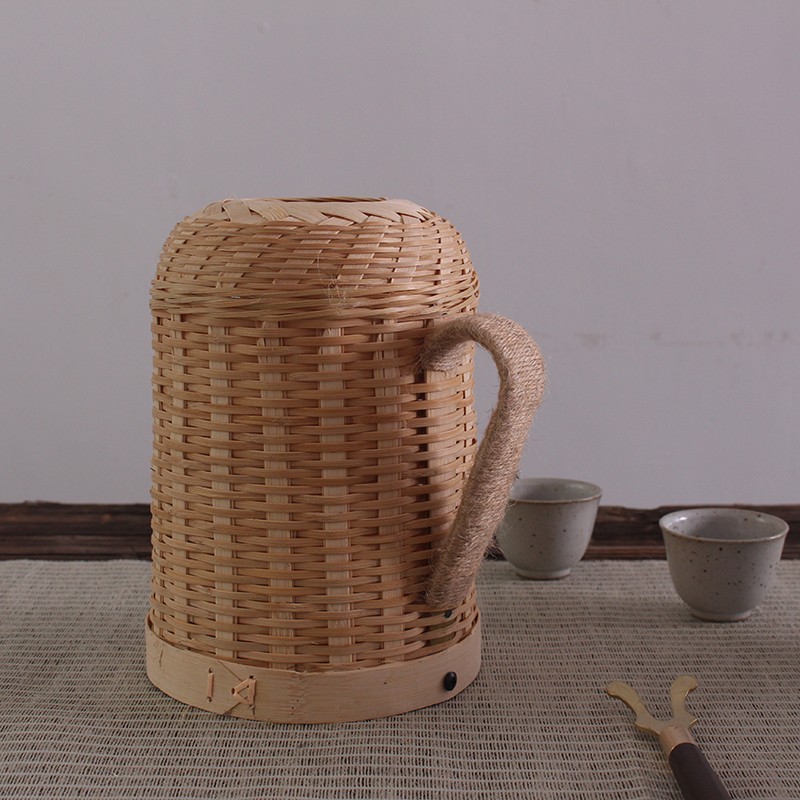 老式复古暖壶怀旧竹编热水瓶罩 茶室会所1.升1.升2升热水瓶壳