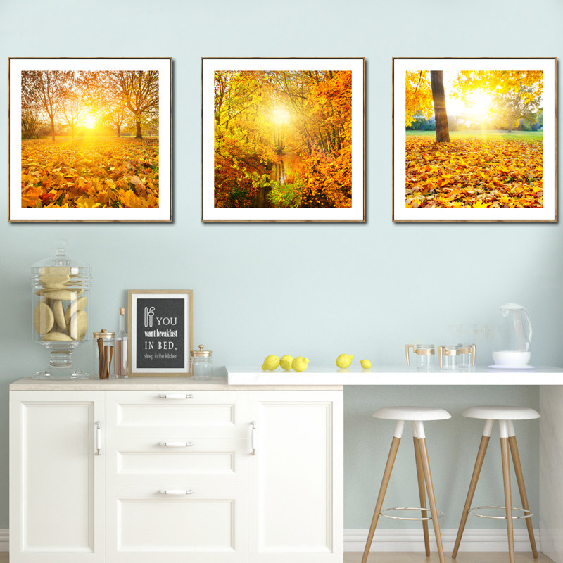 金色风景客厅沙发背景墙装饰画走廊过道带框挂画卧室床头壁画卉,家居饰品,现代装饰画,淘宝优惠券,粉丝福利购,淘宝优惠卷