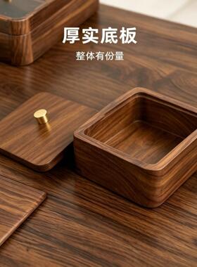 档实木牙签牙线收纳盒全木加装家用级感带盖防尘轻奢牙签线盒