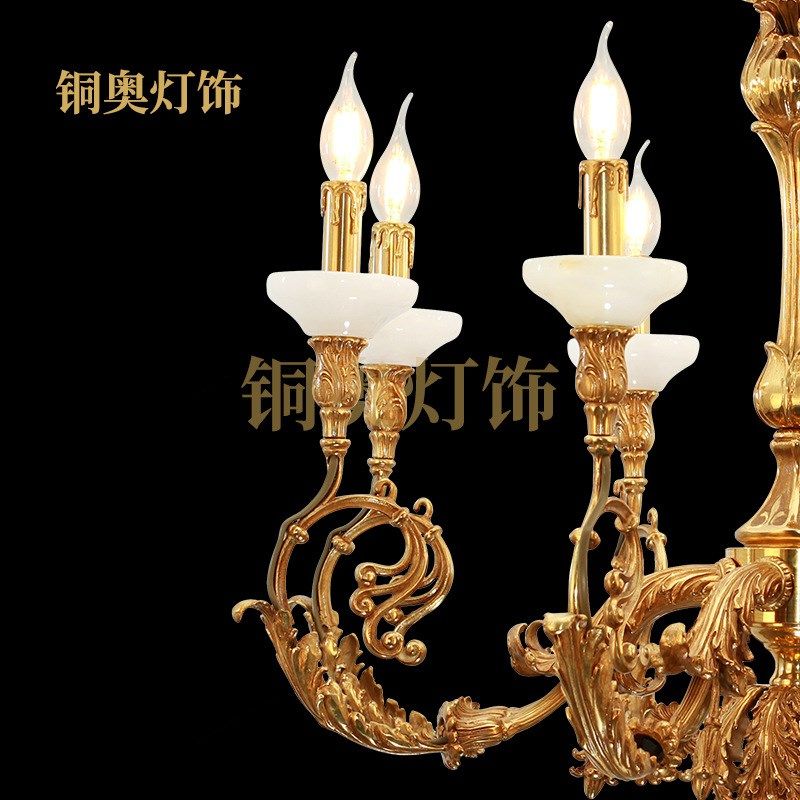 铜奥法式全铜吊灯别墅客厅奢华云石大气欧式卧室餐厅复古书房