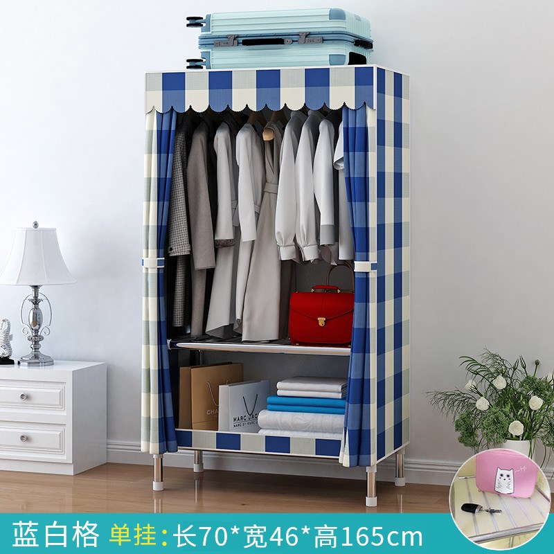 L7简易布衣柜家用卧室柜子出租房全钢架加厚加粗现代简约收纳