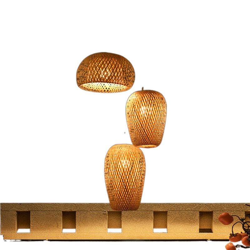 竹艺竹编灯笼新中式简约田园餐厅民宿卧室阳台东南亚复古灯罩吊灯,家装灯饰光源,客厅吊灯,淘宝优惠券,粉丝福利购,淘宝优惠卷