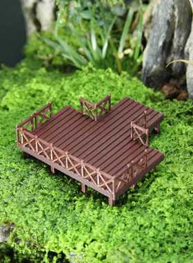 古风小平台钓鱼台栈台栈道3D打印古风建筑假山水陆缸沙盘造景摆件