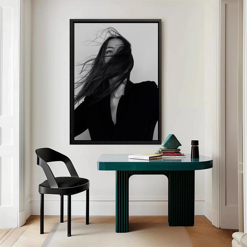 时尚黑白摄影经典大师艺术复古怀旧欧美装饰画有框挂画墙壁高级感