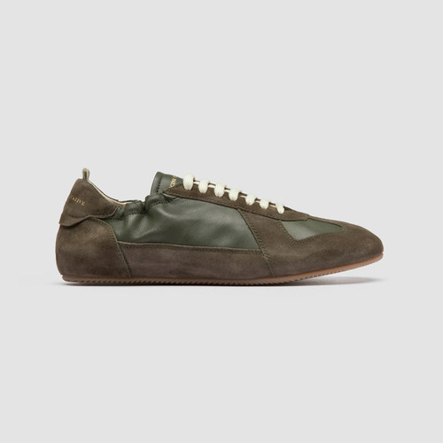 OFFICINE CREATIVE磨砂绒面系带真皮平底德训鞋 Subside 001