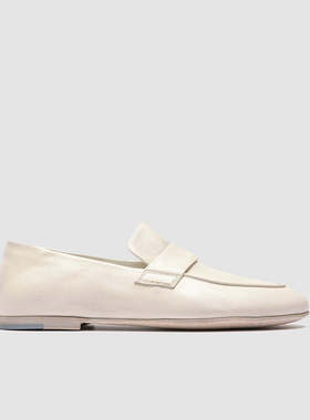 OFFICINE CREATIVE白色皮革便士平底乐福鞋NEBBIA Blair DD 001