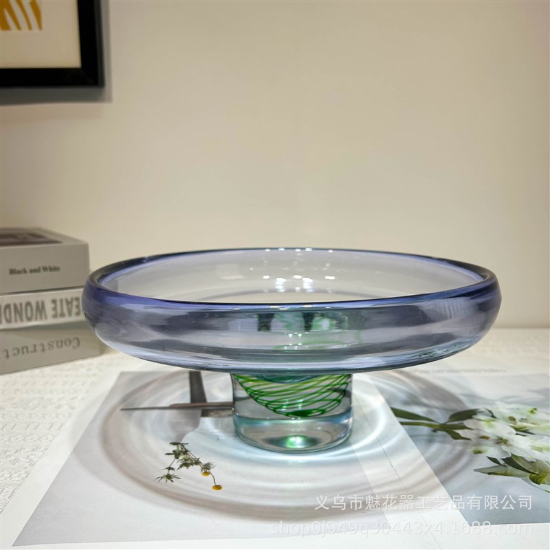 设计师款高端套装琉璃水晶花瓶果盘现代家居样板间艺术感软装摆件