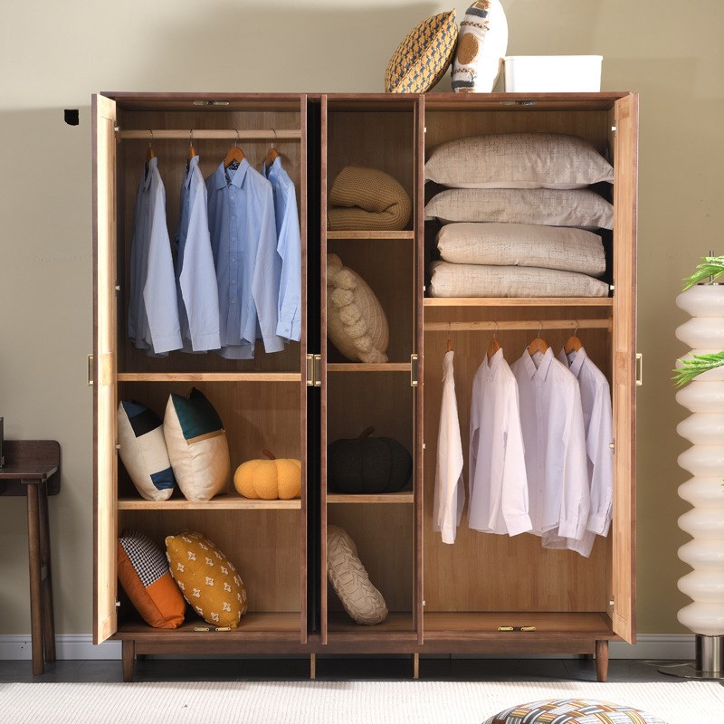 实木衣柜卧室家用现代简约原木家具主卧四五六平开门衣橱