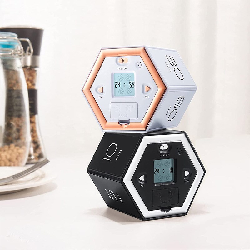 多功能六边形翻转计时器学习定时器自律提醒时间管理厨房计时