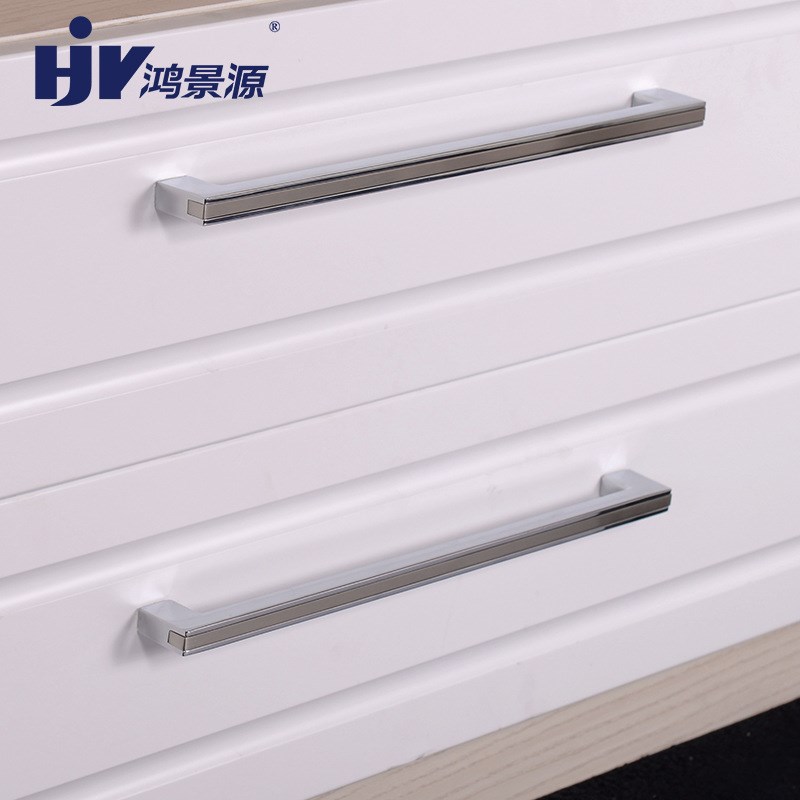 现代简约一字型锌合金铬色衣柜门拉手电视柜把手家具五金