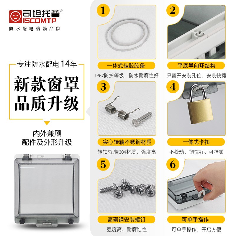 塑壳保护窗罩IP67工业级防水防尘阻燃配电箱断路器按钮罩窗罩