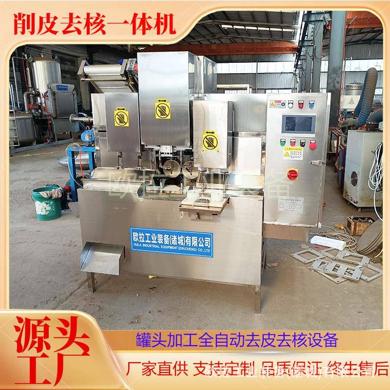 水蜜桃全自动去皮去核分瓣一体机 水果罐头去核加工生产线