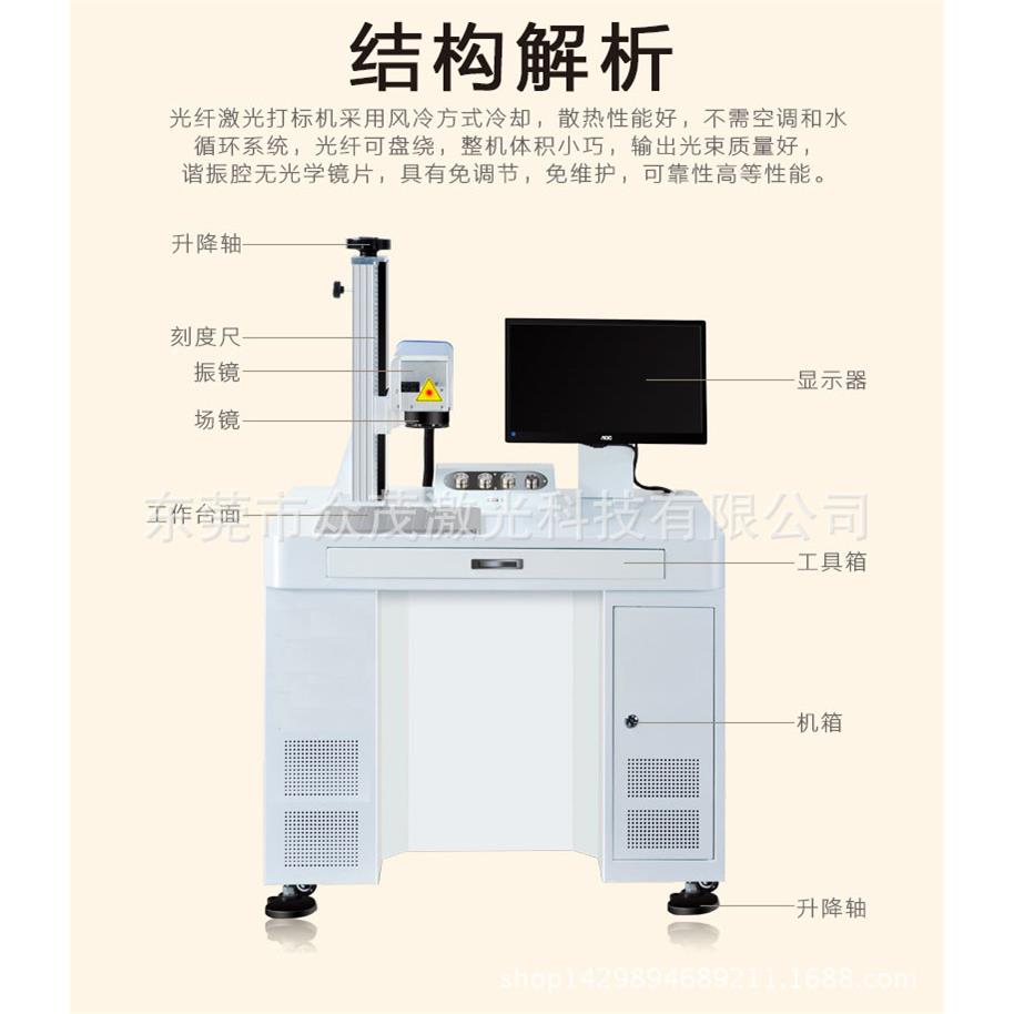 20瓦节能灯具光纤打标机旋转激光刻字插头电源光纤镭雕机激光打码
