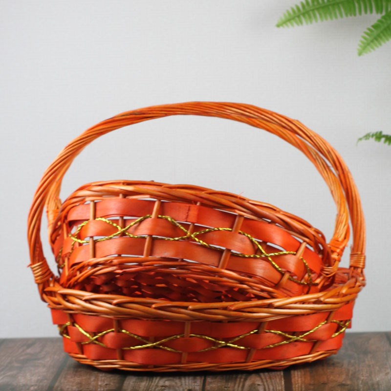 水果篮藤编送礼品篮子手提节日过大筐超市蔬菜鸡蛋柳编花篮收薇妍