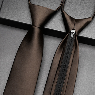 纯色领带男士商务咖啡色正装结婚新郎免打结棕色西装配饰懒人婚礼