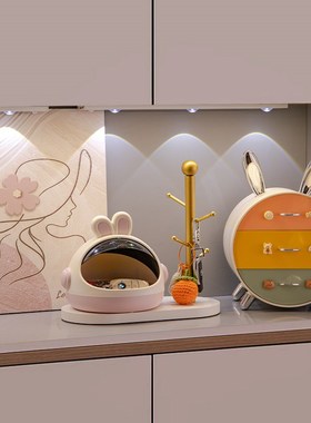 奶油风入户玄关客厅挂画装饰品摆件高级感兔子桌面收纳柜家居好物