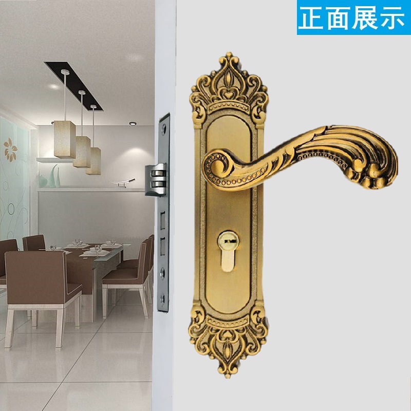欧式50室内门锁通用型黄古铜卧室房门执手锁具165孔距可调节130
