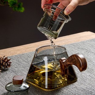 侧把玻璃茶壶泡茶家用茶壶茶水分离煮茶器带过滤办公室泡茶冲茶壶