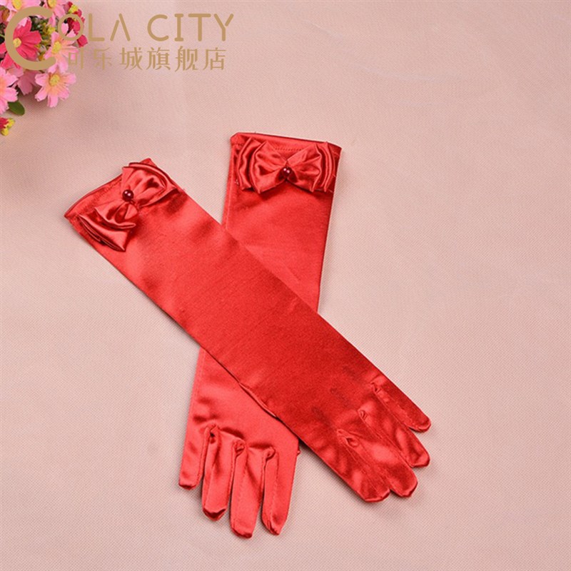 公主手套儿童表演礼服舞台演出长款手套女童礼仪小朋友小童手套