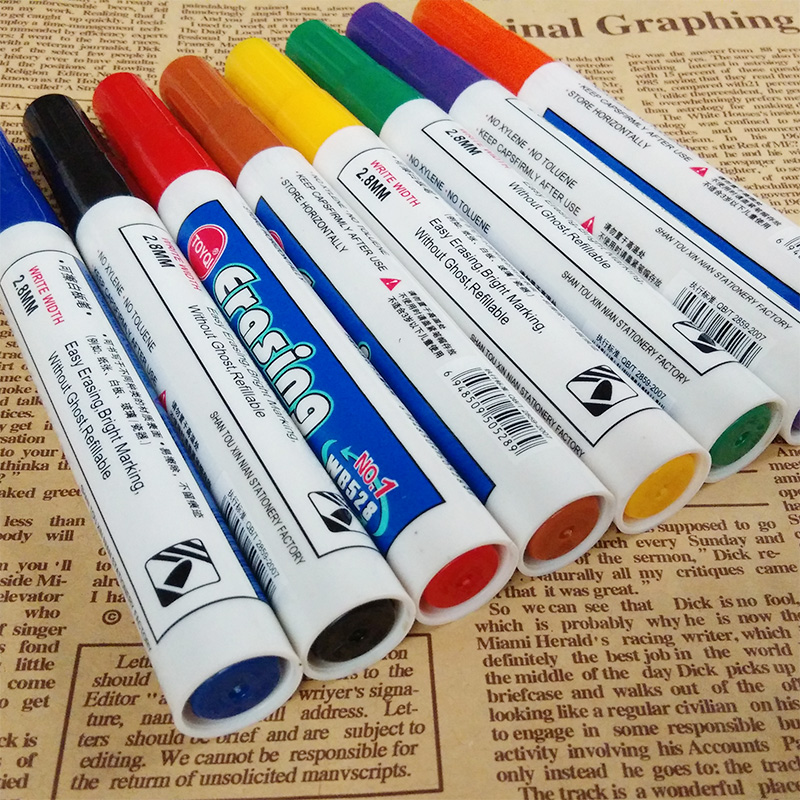 麦遇彩色白板笔可擦写记号笔儿童白板笔安全环保办公教学笔水性笔