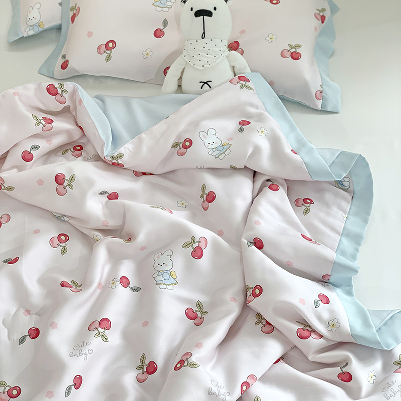 夏季卡通儿童小枕套1只天丝夏被空调被夏凉被薄被子120*150*200cm