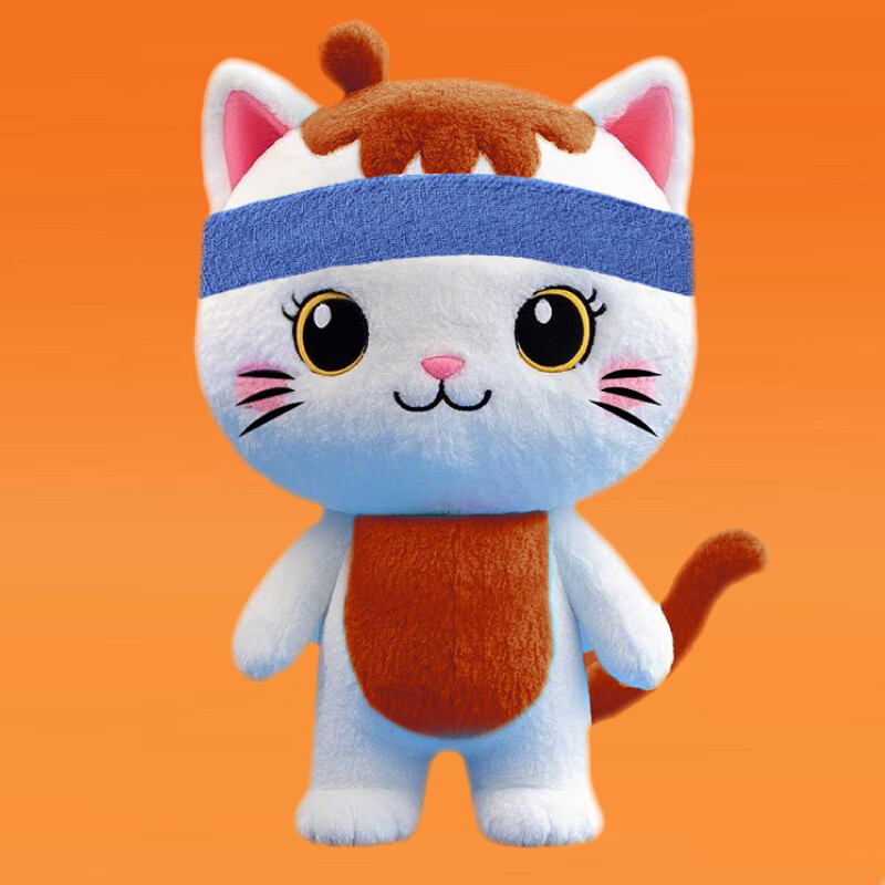 梦中情猫毛绒玩具公仔儿童生日礼物女孩猫咪女友抱枕橙蓝发带组合