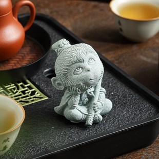 高档桌面创意装 青砂石齐天大圣茶宠摆件精品可养悟空家用中式 饰品