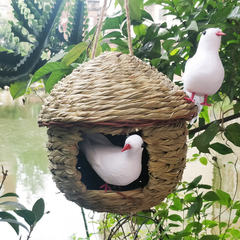 手工草编鸟窝鸟巢鸽子窝八哥鹩哥繁殖窝牡丹旋风虎皮鹦鹉花园用品
